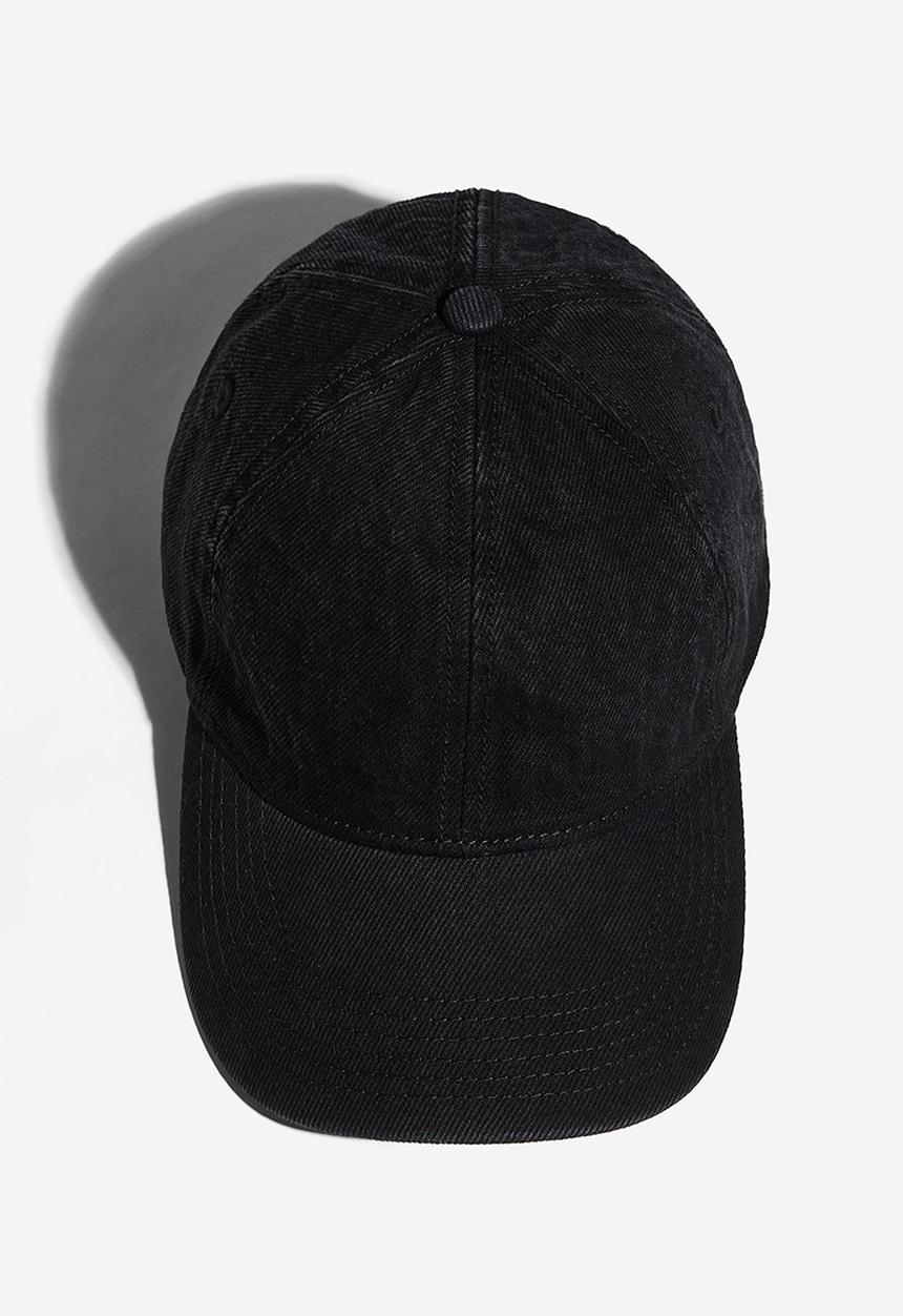 H&M - Washed-look denim cap - black