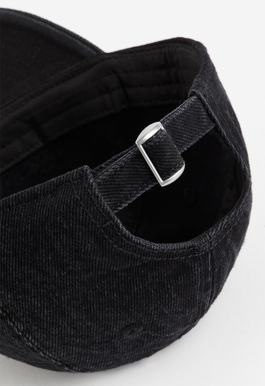 H&M - Washed-look denim cap - black