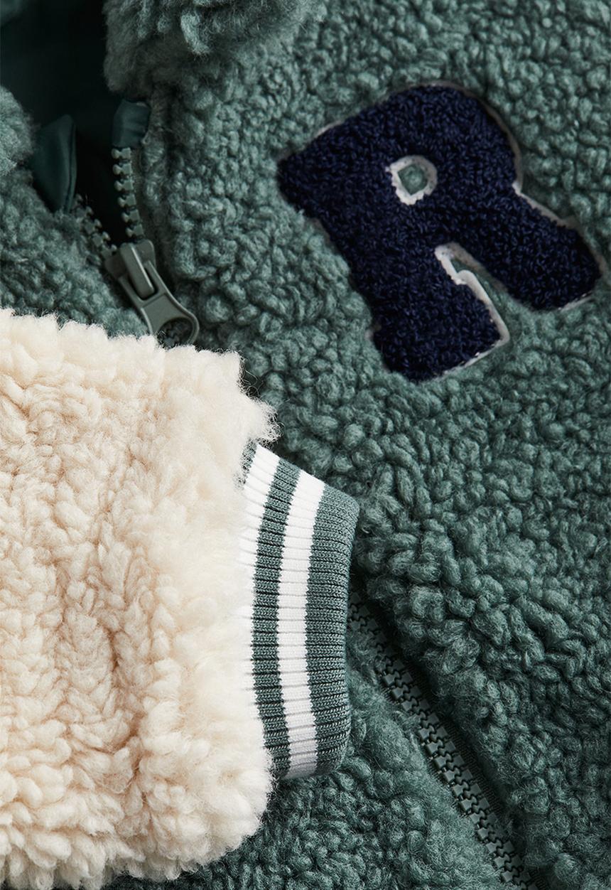 H&M - Pile baseball jacket - green multi