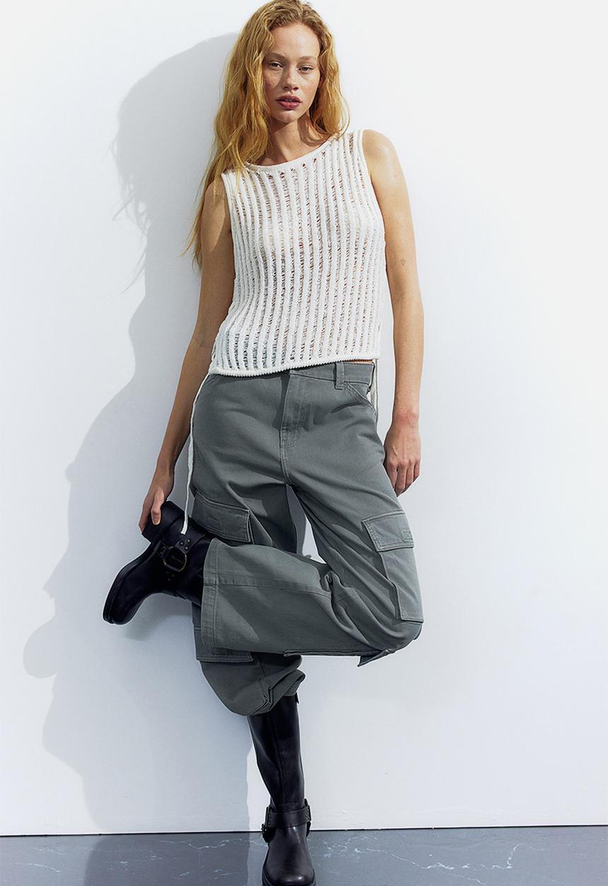 H&M - Twill cargo trousers - green