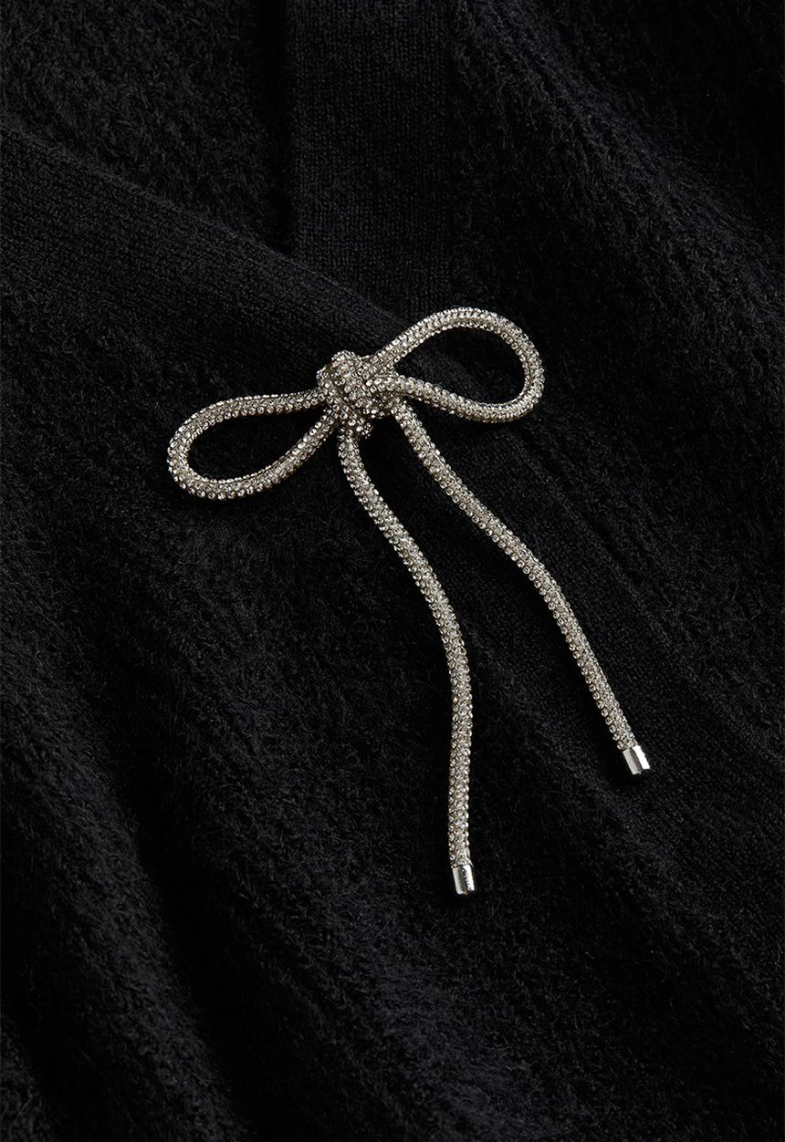 H&M - Rhinestone-bow cardigan - black