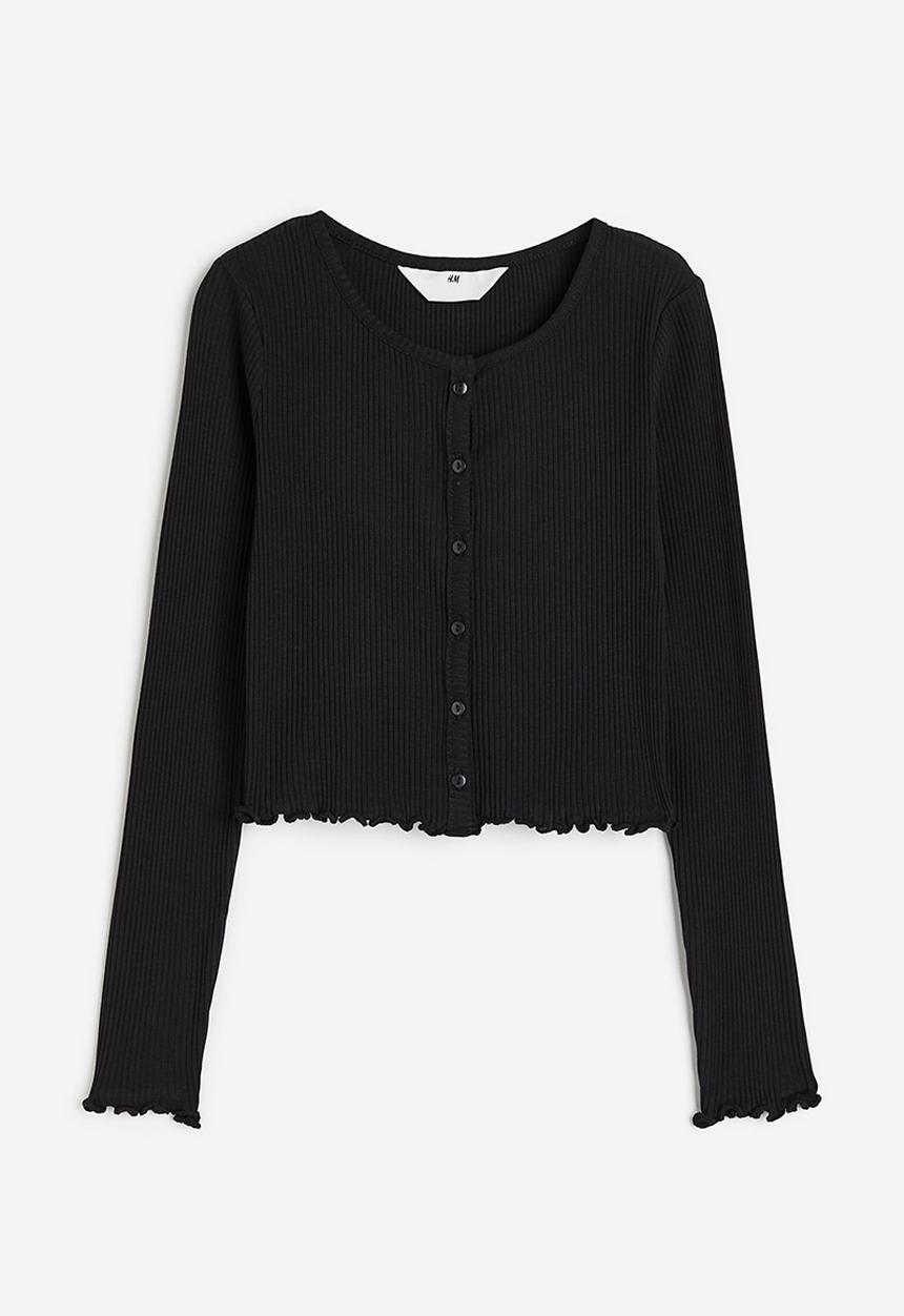 H&M - Ribbed jersey cardigan - black