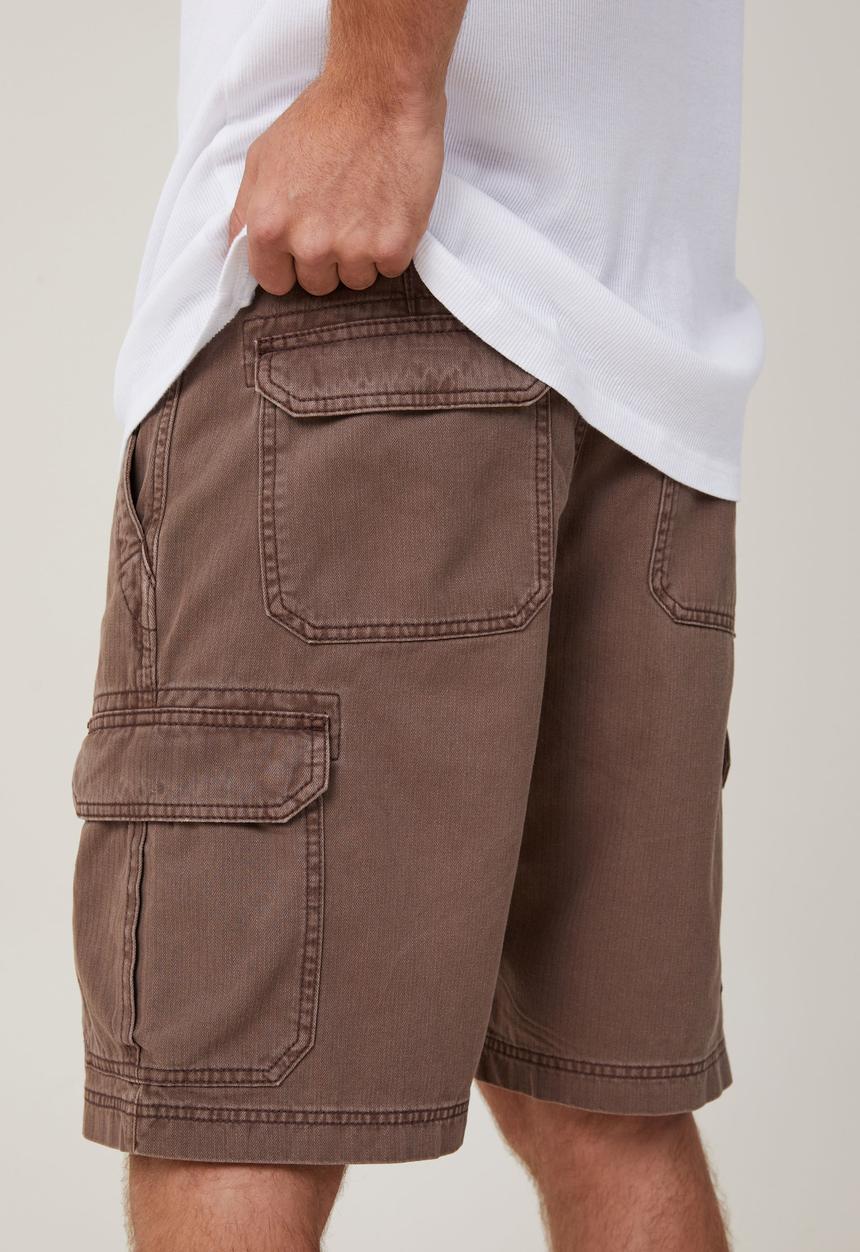Cotton On - Tactical cargo short - vintage dark brown         