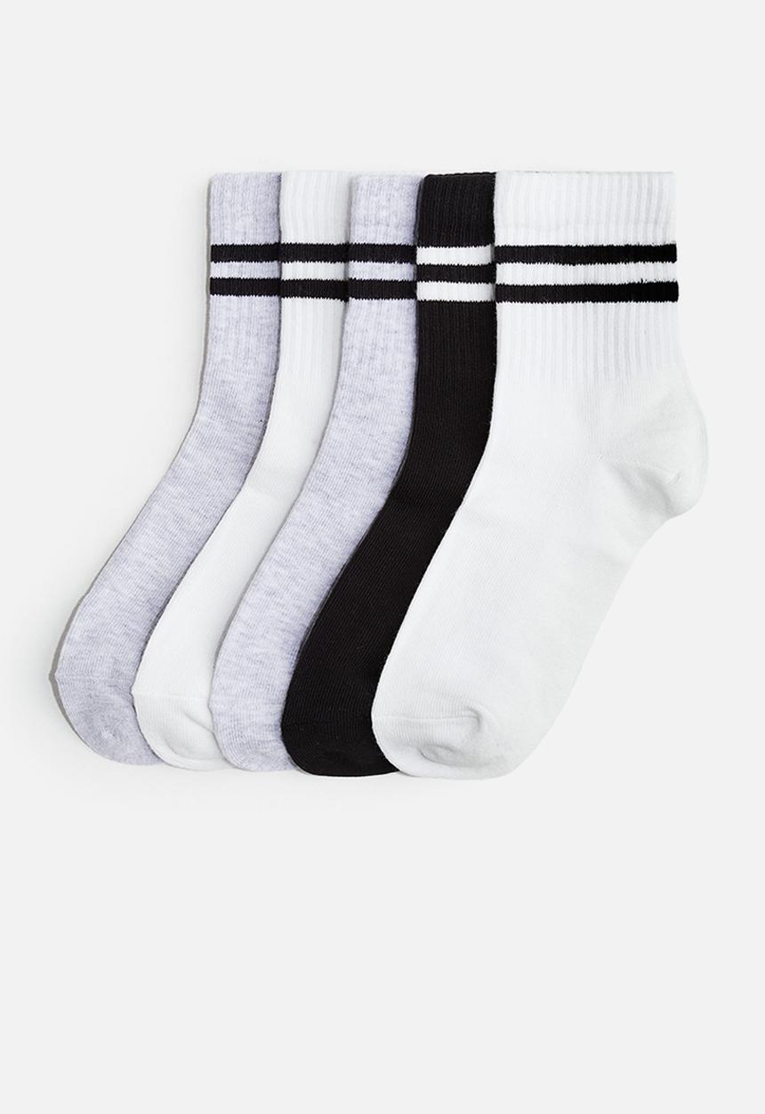 H&M - 5-pack socks - grey,white & black