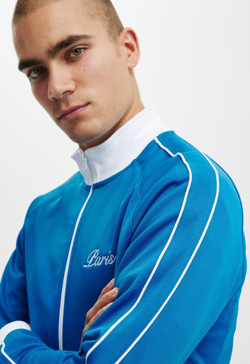 Cotton On - Tricot track jacket - skydiver blue / white / paris crest