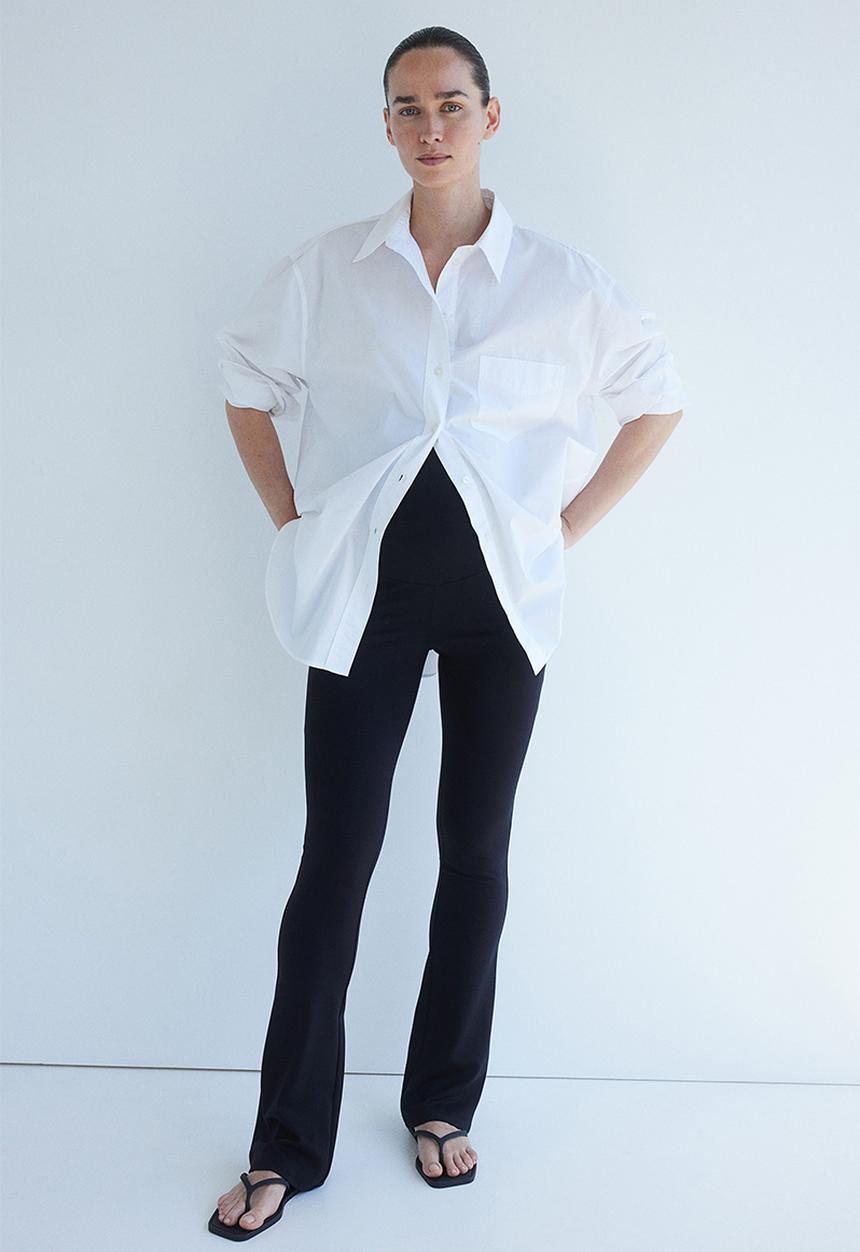 H&M - Mama flared jersey trousers - black