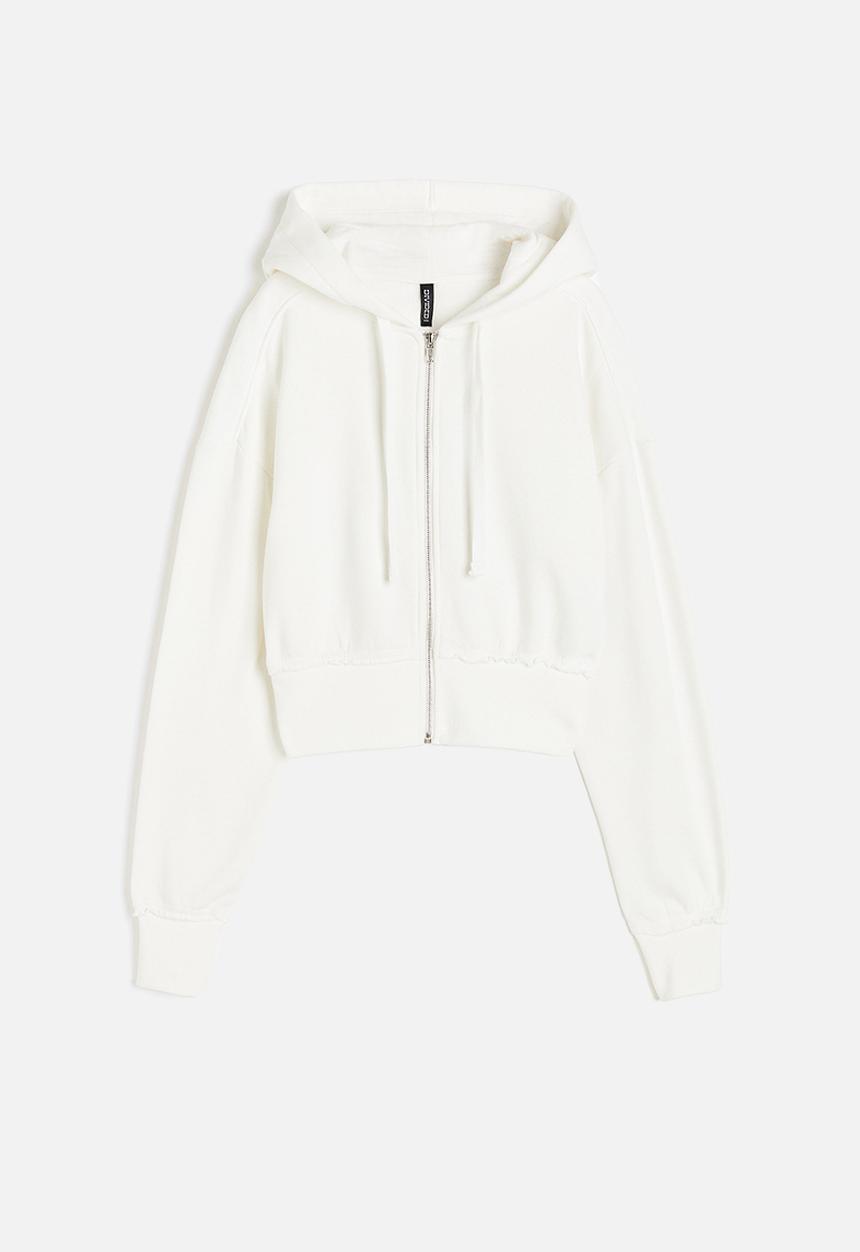H&M - Short zip-through hoodie - white