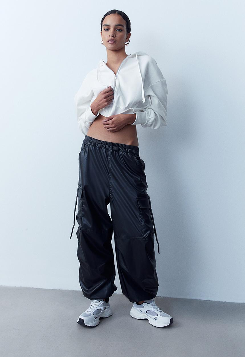 H&M - Short zip-through hoodie - white