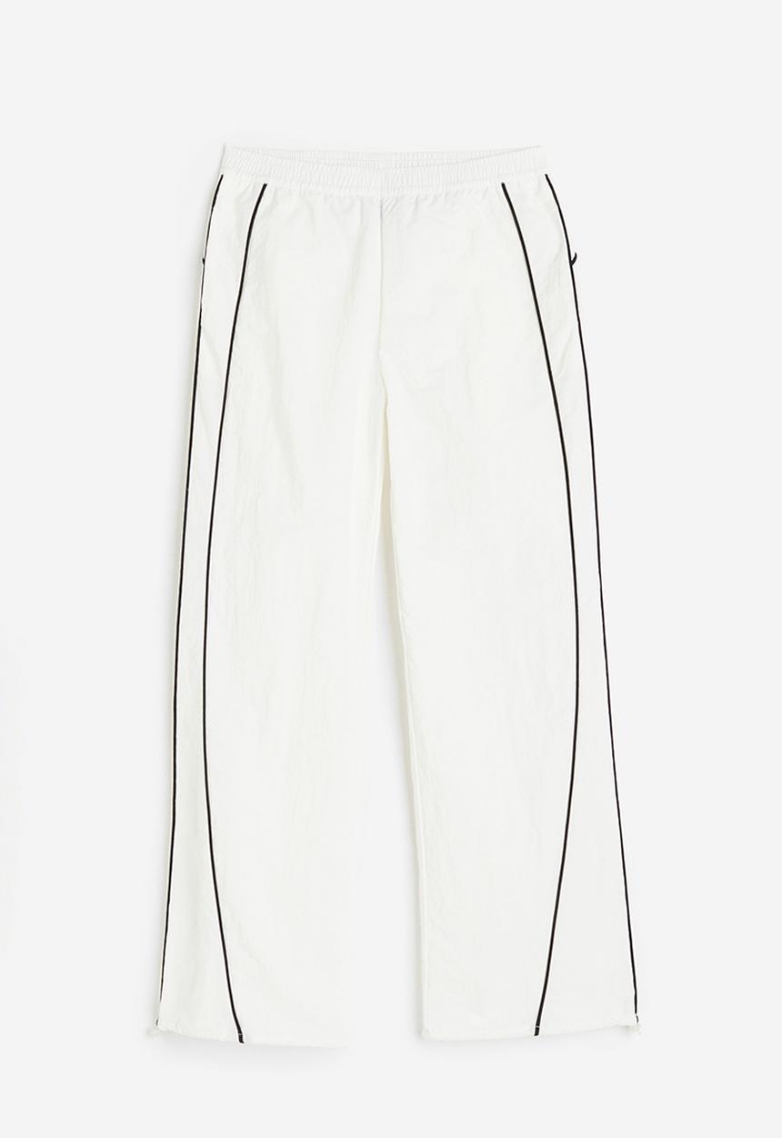 H&M - Piping-detail track pants - white, multi 