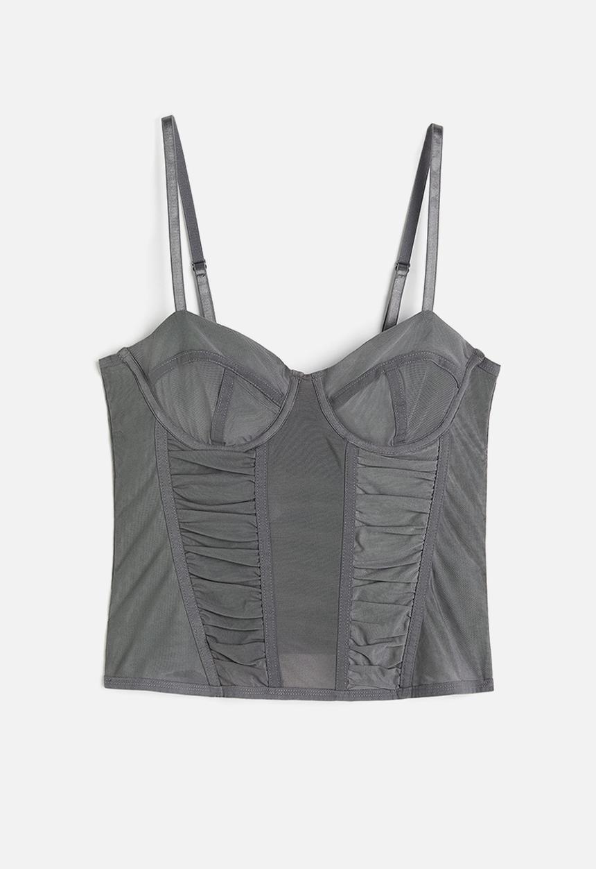 H&M - Mesh bustier top - grey