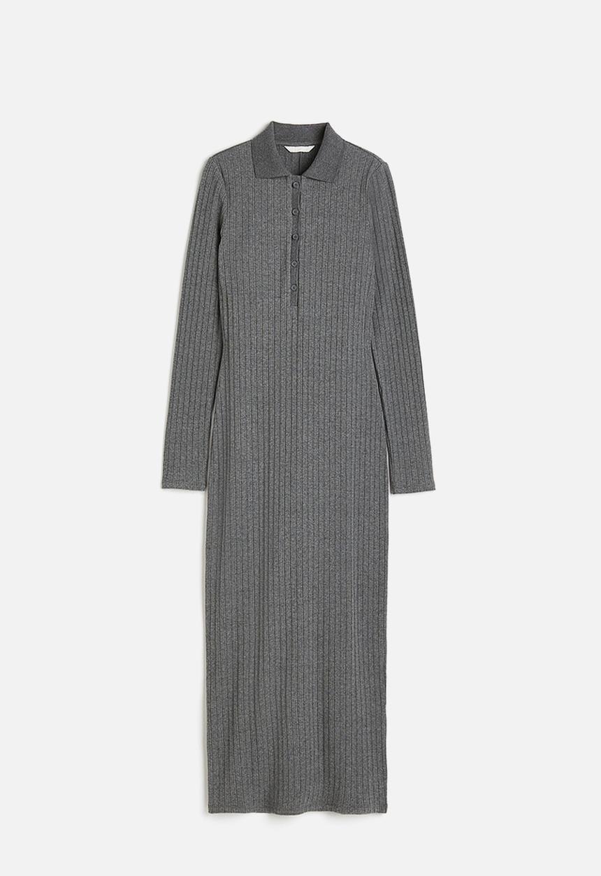 H&M - Collared jersey dress - grey