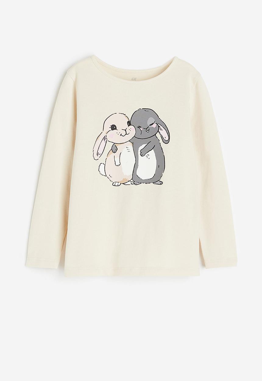 H&M - Printed jersey top - beige multi