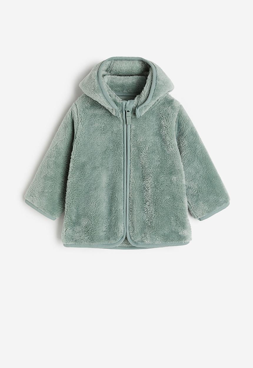H&M - Pile zip-through hoodie - green