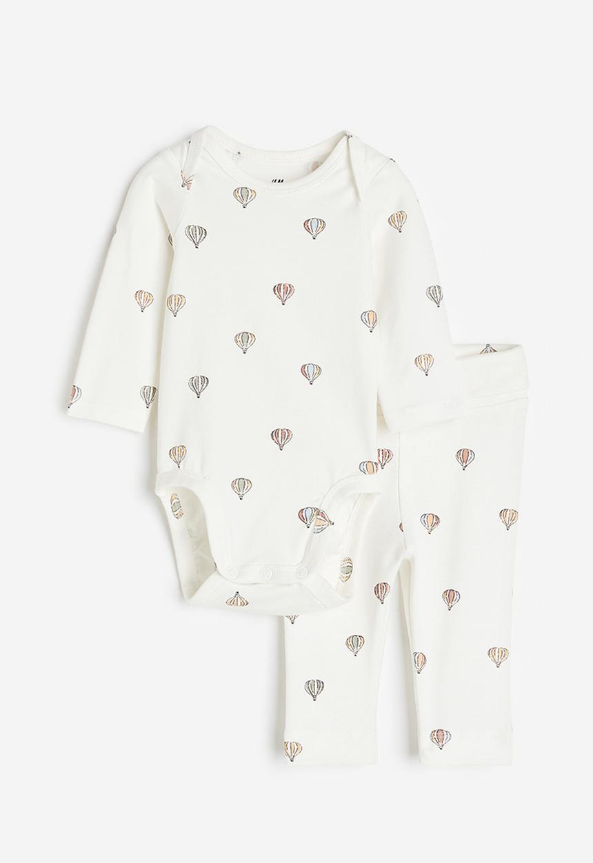 H&M - 2 piece cotton jersey set - white multi