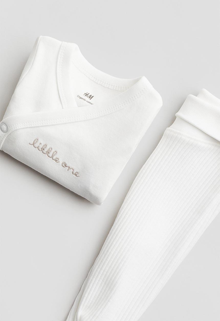 H&M - 2 piece cotton set - white,multi