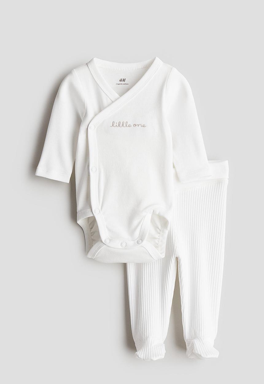 H&M - 2 piece cotton set - white,multi