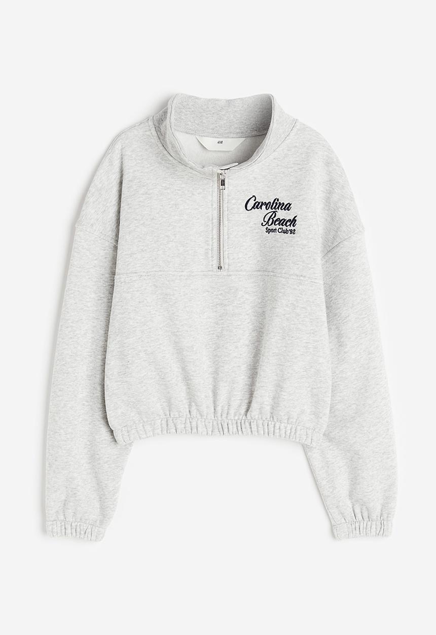 H&M - Oversized zip-top sweatshirt - Light grey marl Carolina Beach