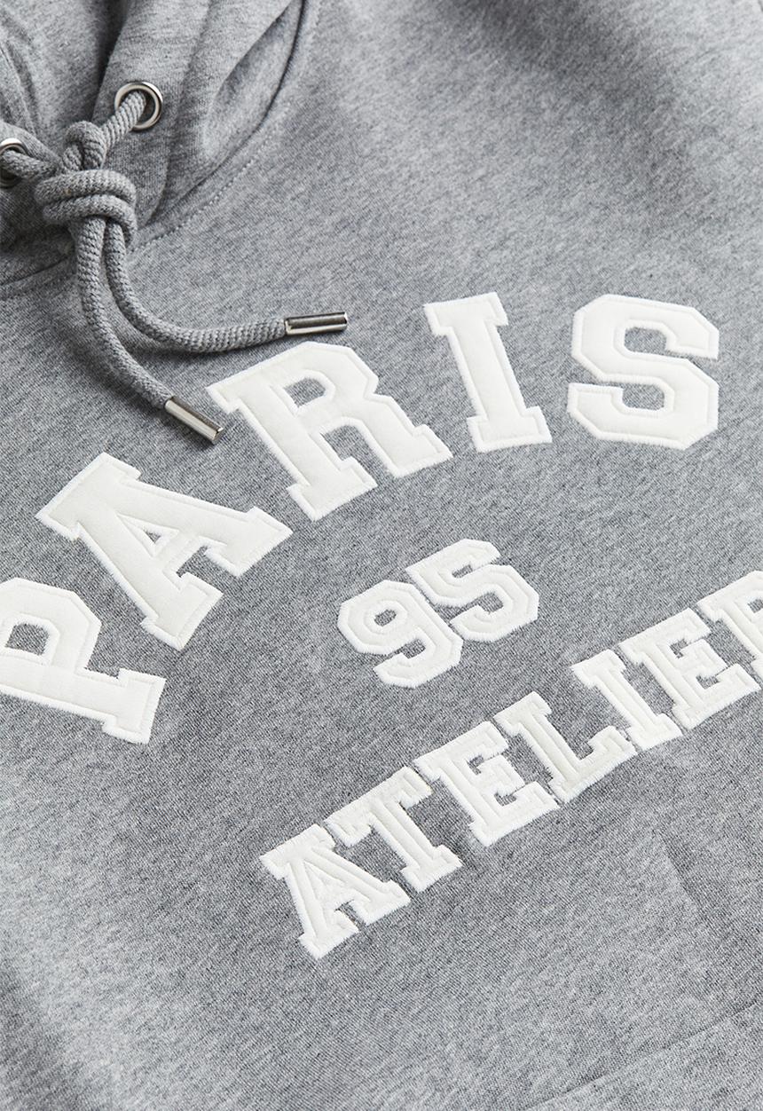 H&M - Text-motif hoodie - Grey marl Paris