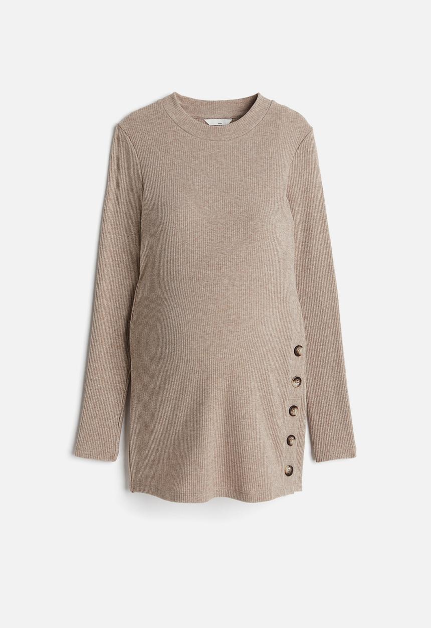 H&M - Mama ribbed top - light beige marl