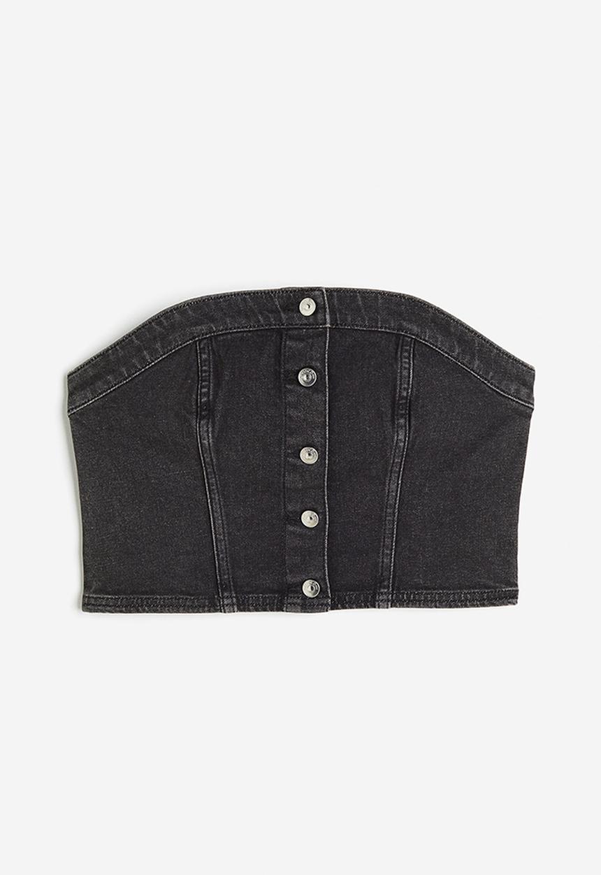 H&M - Denim bustier top - black