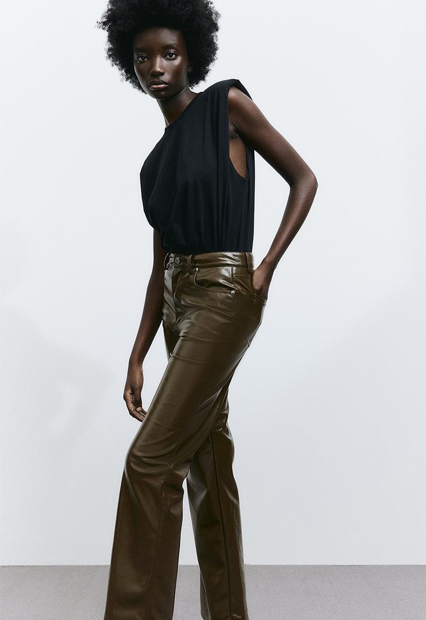 H&M - Coated trousers - green