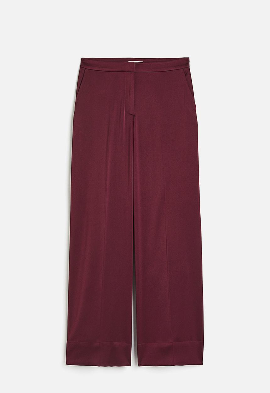 H&M - Wide satin trousers - dark red