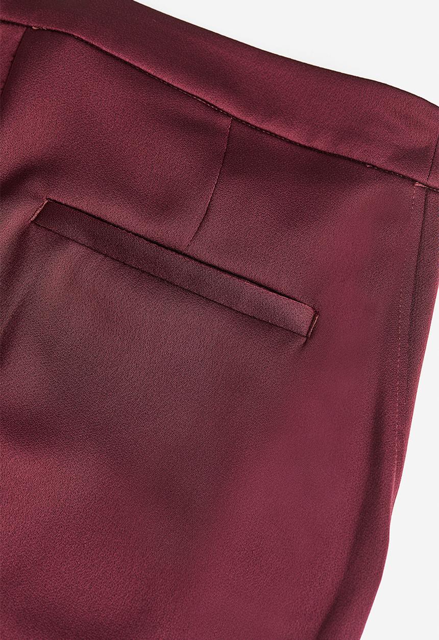 H&M - Wide satin trousers - dark red