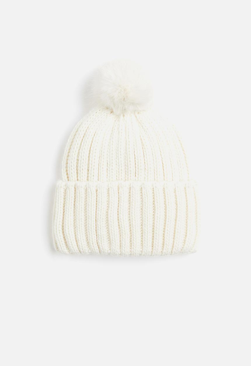 H&M - Rib-knit pompom hat - white