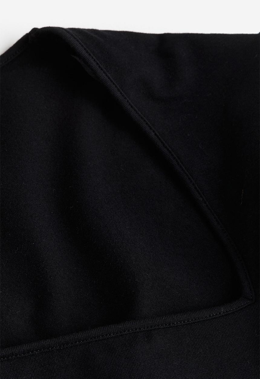 H&M - Square-neck jersey top - black