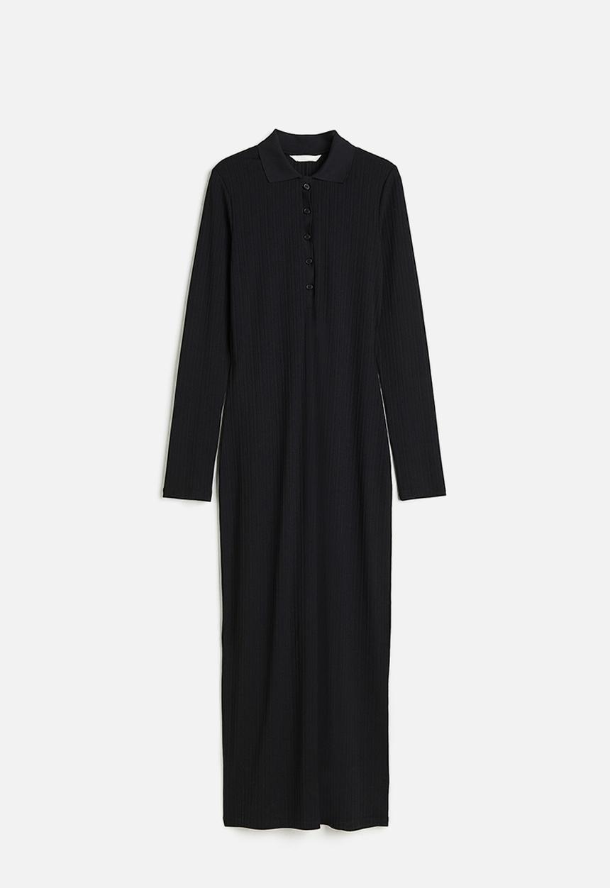H&M - Collared jersey dress - black