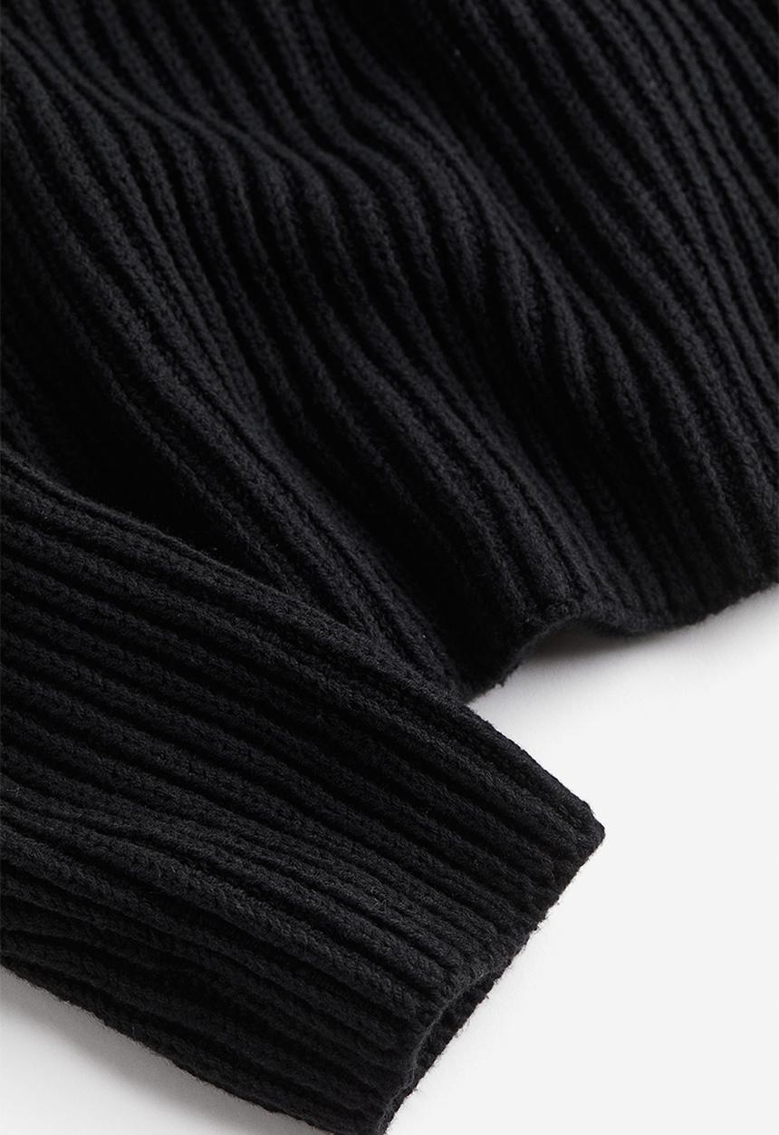 H&M - Rib-knit off-the-shoulder jumper - black