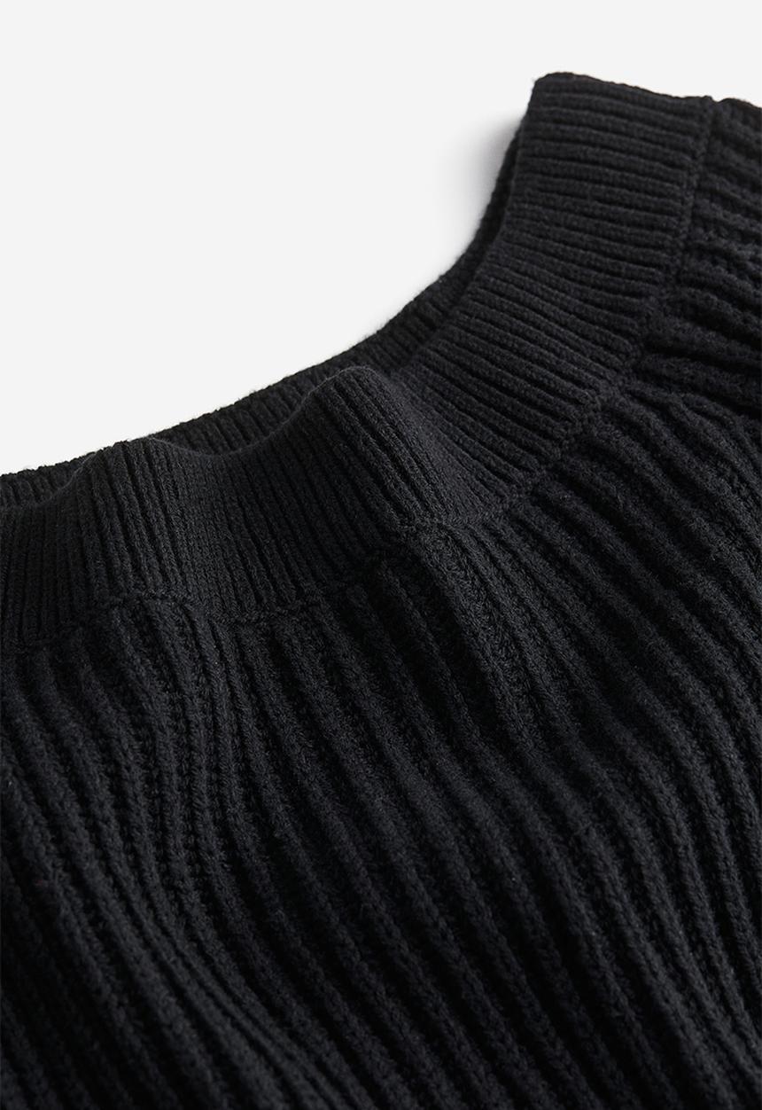 H&M - Rib-knit off-the-shoulder jumper - black