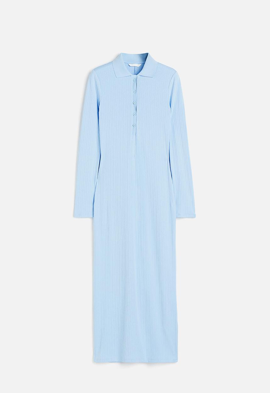 H&M - Collared jersey dress - blue