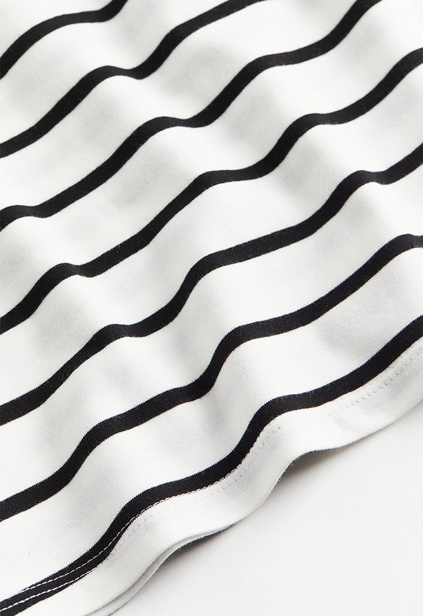 H&M - Square-neck jersey top - cream striped