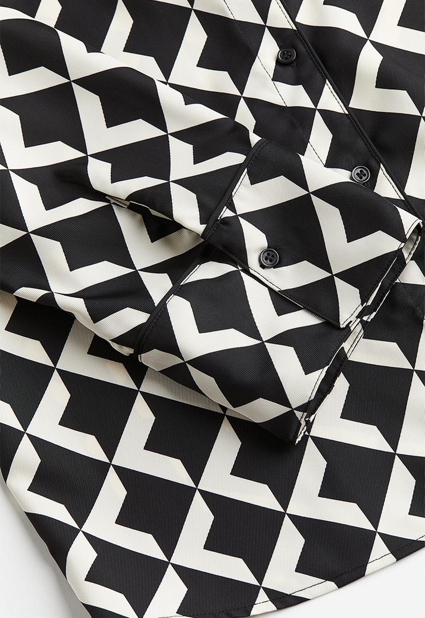 H&M - Piping-detail shirt - black