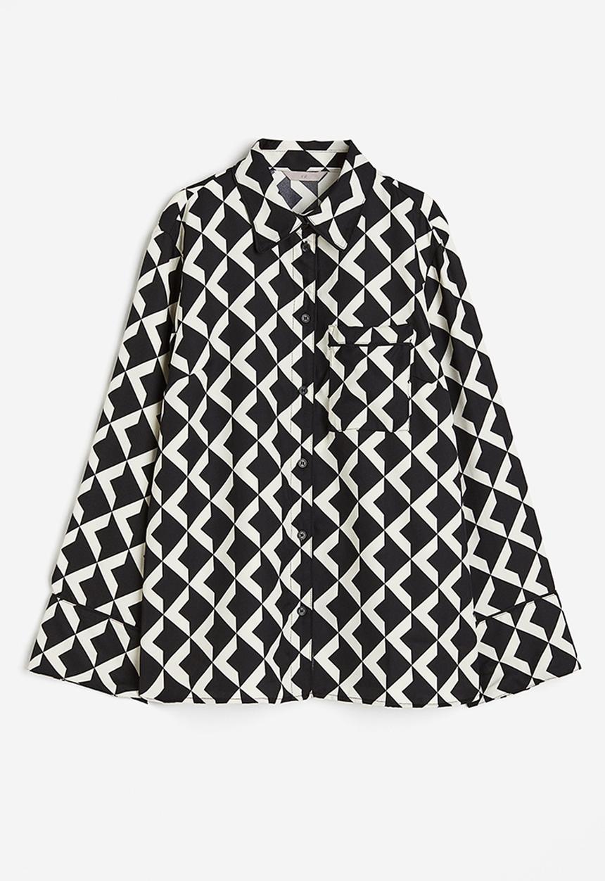 H&M - Piping-detail shirt - black