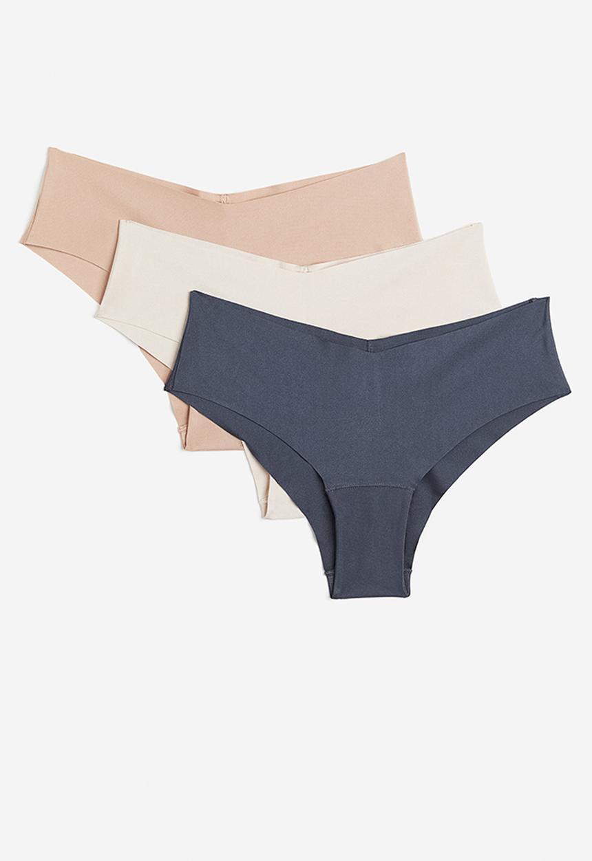 H&M - 3-Pack invisible hipster briefs - beige & grey