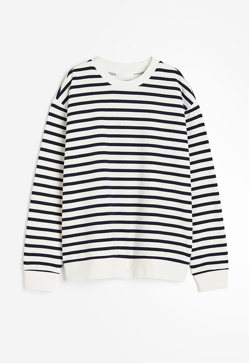 H&M - Sweatshirt - White Blue striped