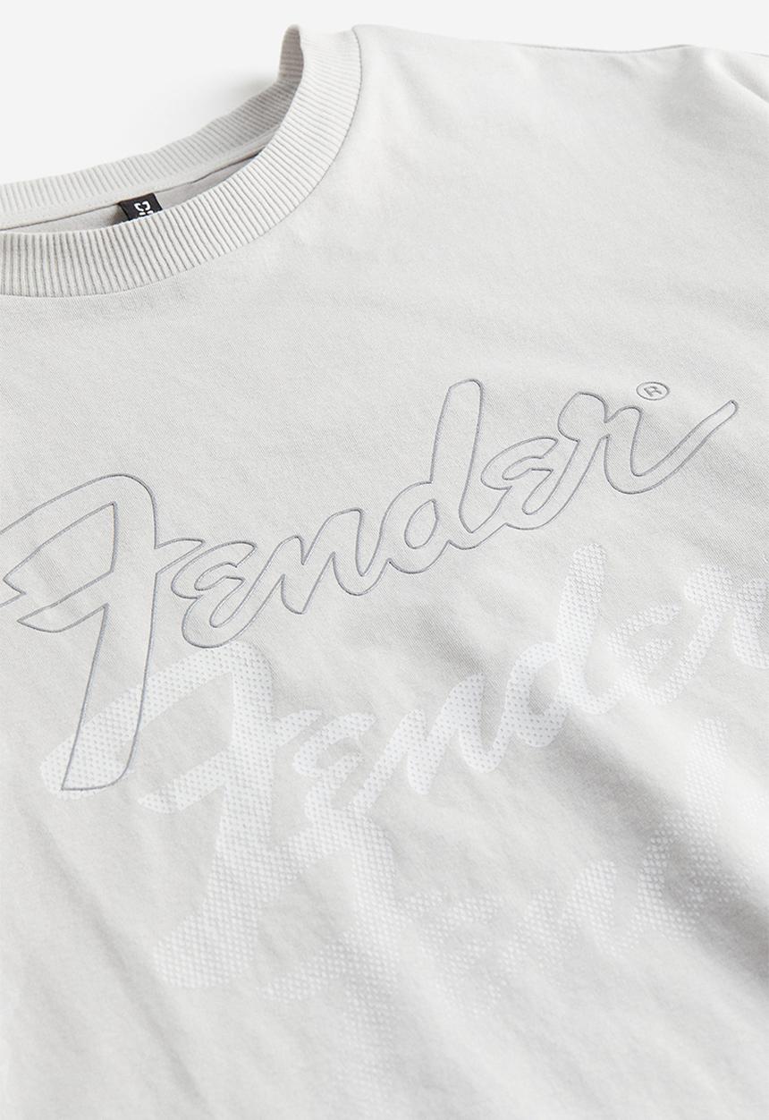 H&M - Oversized printed T-shirt - Light grey Fender