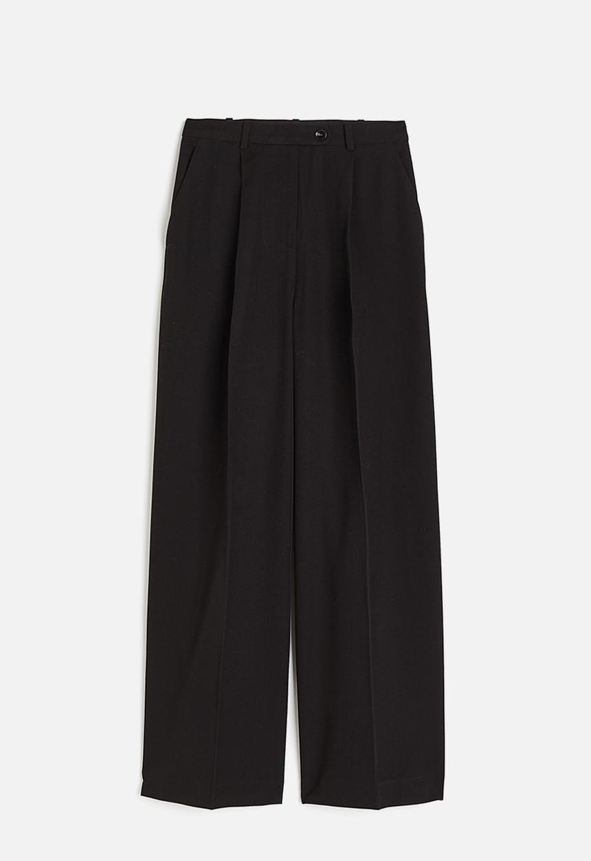 H&M - Wide twill trousers - black