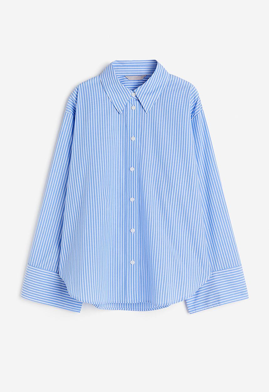 H&M - Oversized cotton shirt - Blue Striped