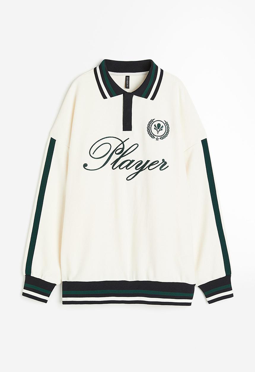 H&M - Embroidered rugby shirt - white