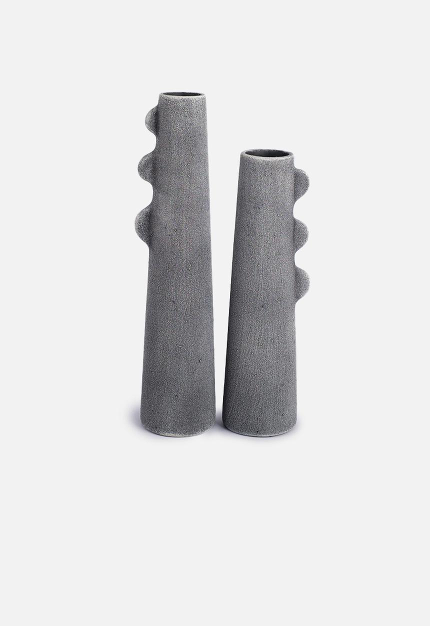 Grey Gardens - Flute vase set of 2 - charcoal