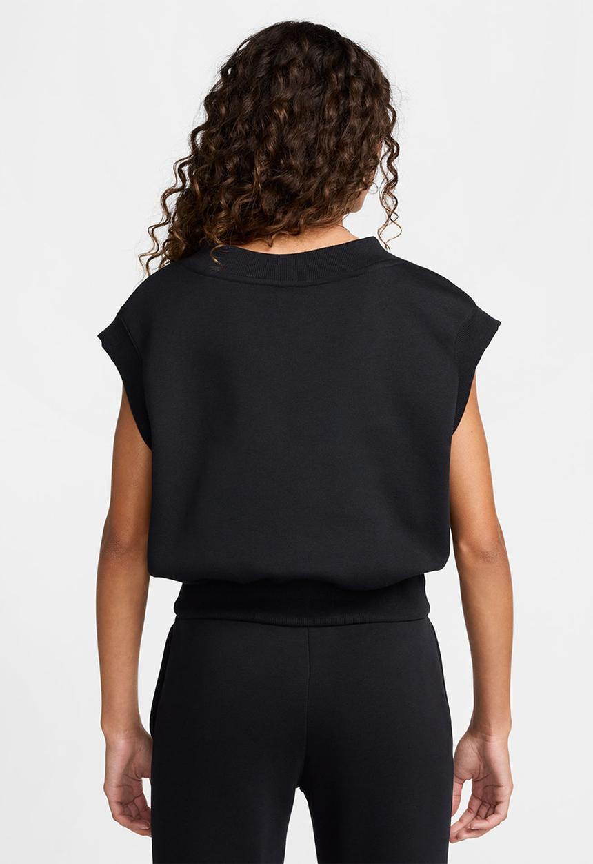 Nike - W Nsw Phnx Flc Sleeveless V-neck Crp - Black & Sail