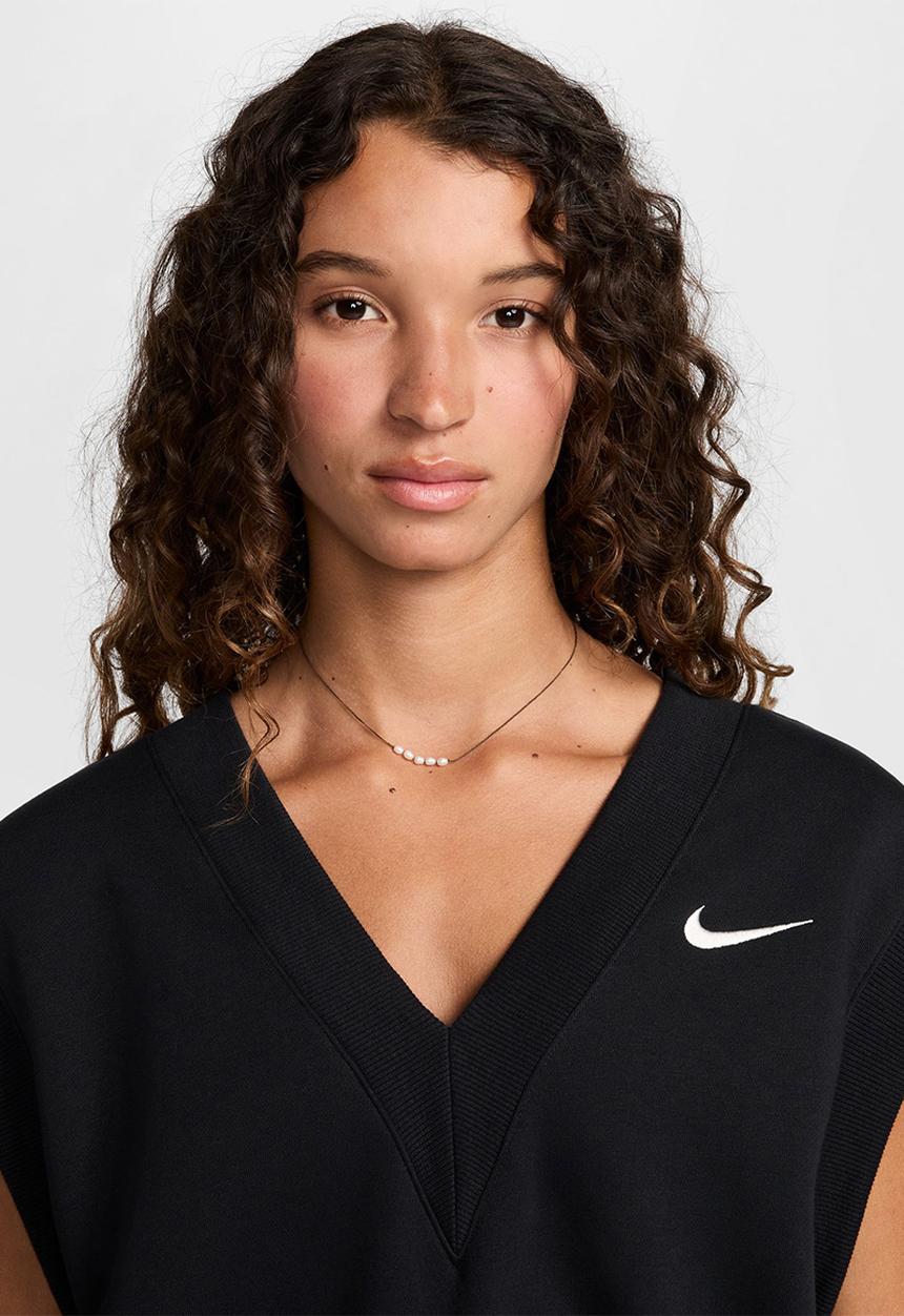 Nike - W Nsw Phnx Flc Sleeveless V-neck Crp - Black & Sail