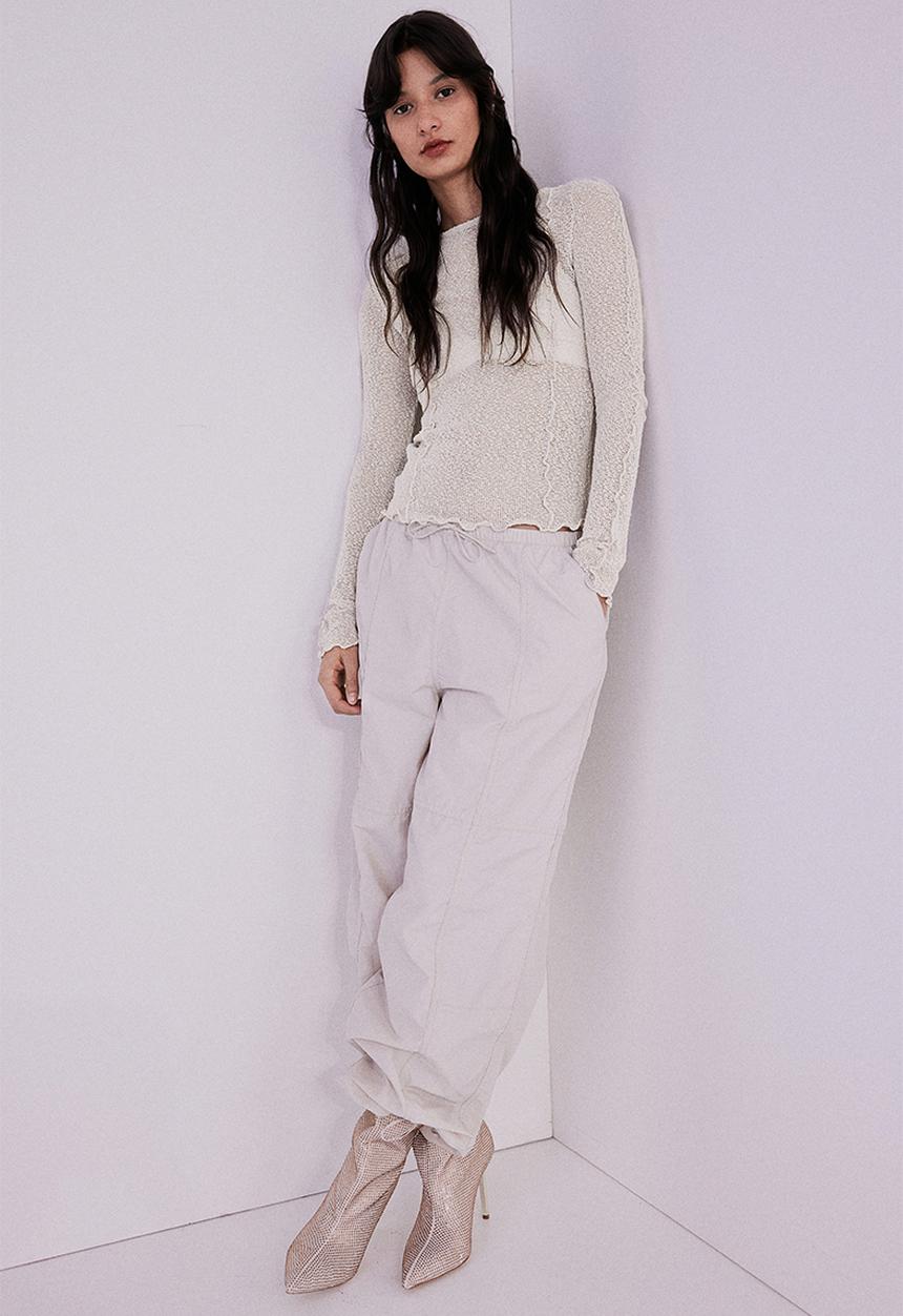 H&M - Overlock-detail knitted top - beige
