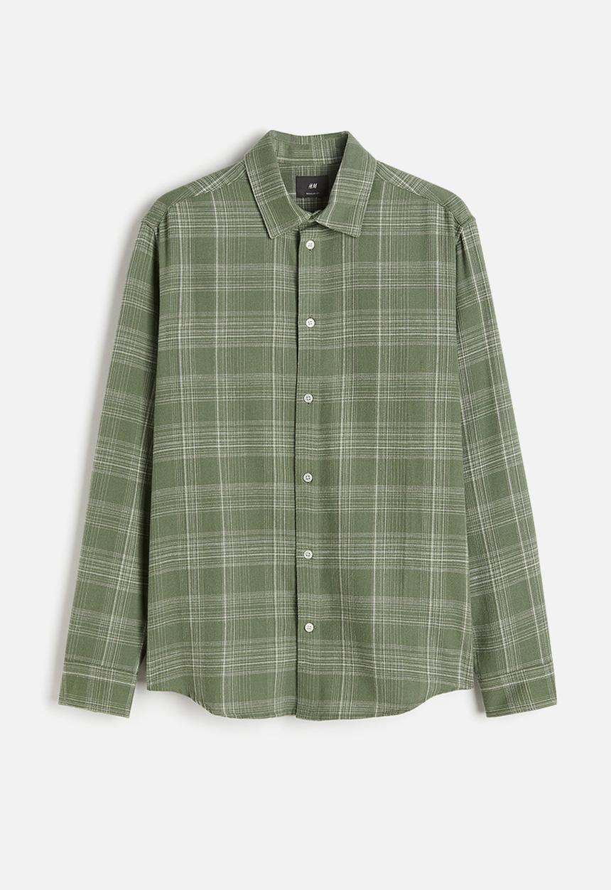 H&M - Regular fit flannel shirt - green