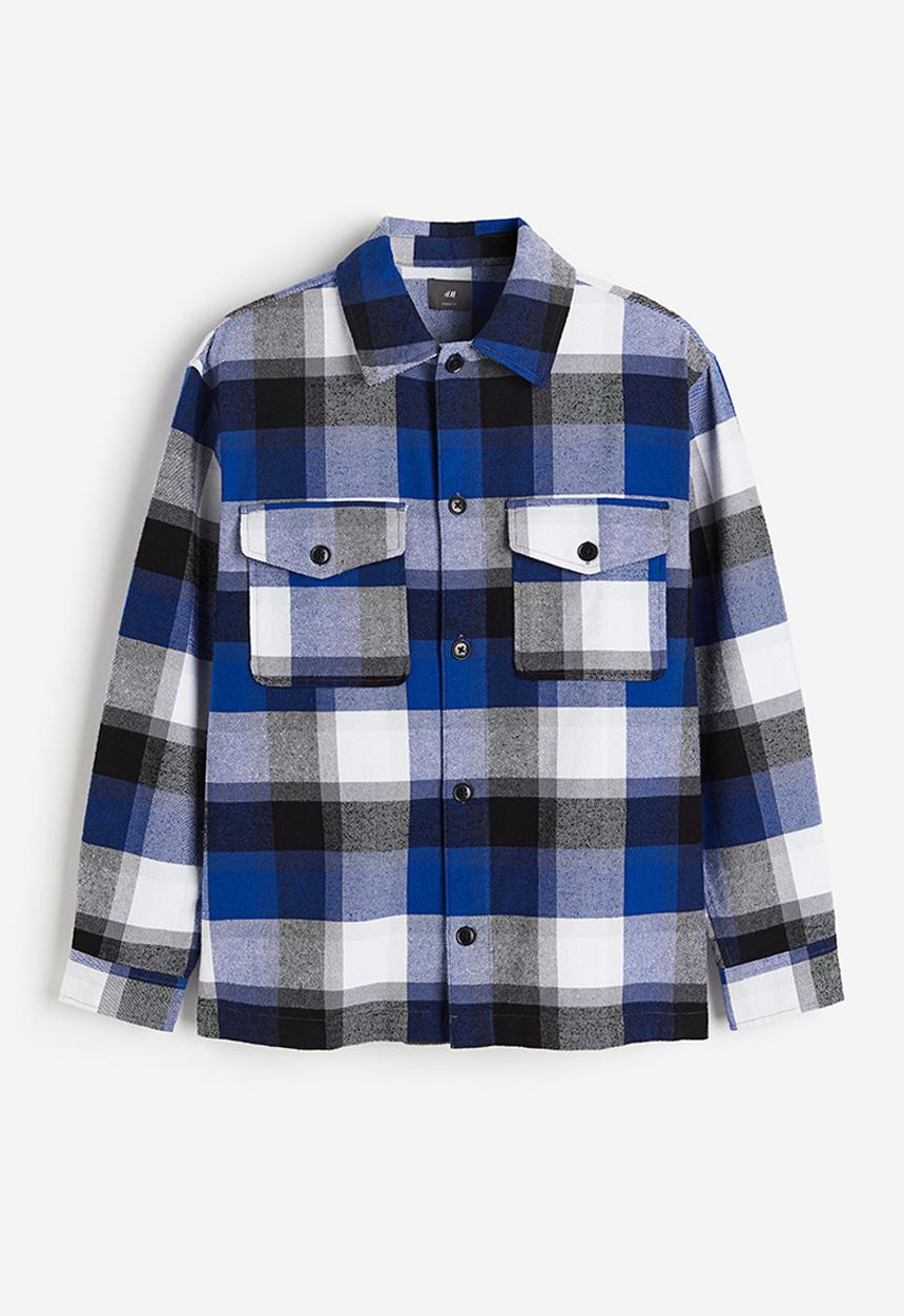 H&M - Loose fit twill overshirt - Blue Checked