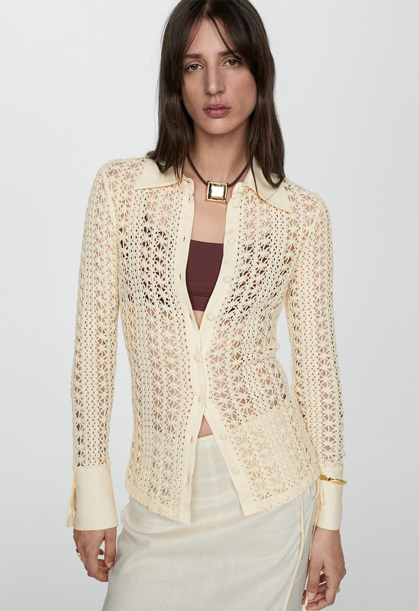 MANGO - Shirt bolton - light beige