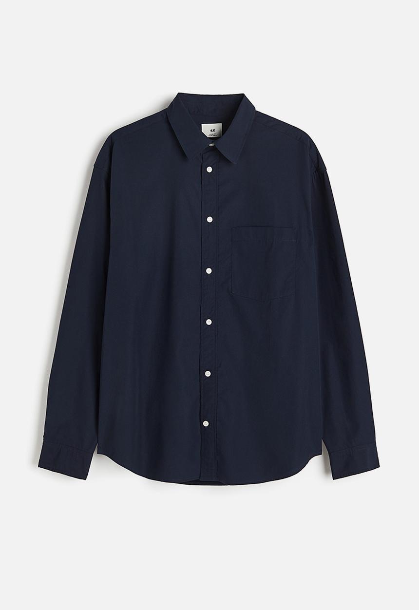 H&M - Loose fit poplin shirt - Navy blue
